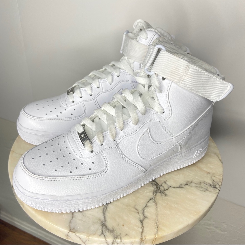 SOLD Nike Air Force 1 07' High Tops White Sneakers - Picture 1 of 6